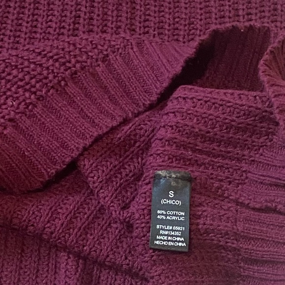 Ambiance Apparel Cold Shoulder Ladder Sleeves Sweater Dark Wine Size Small - Picture 3 of 8